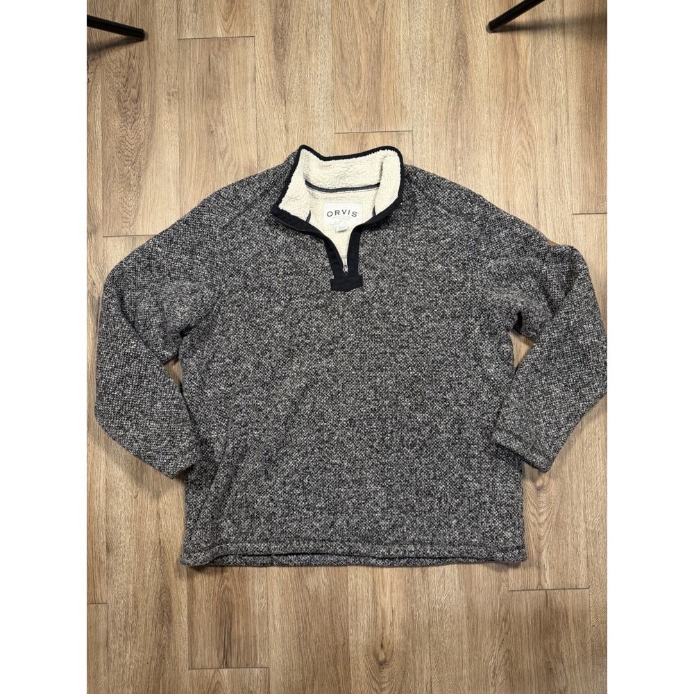 Mens Charcoal Grey Size 2X Pullover Mid Zip Orvis Sweater With Measurements
